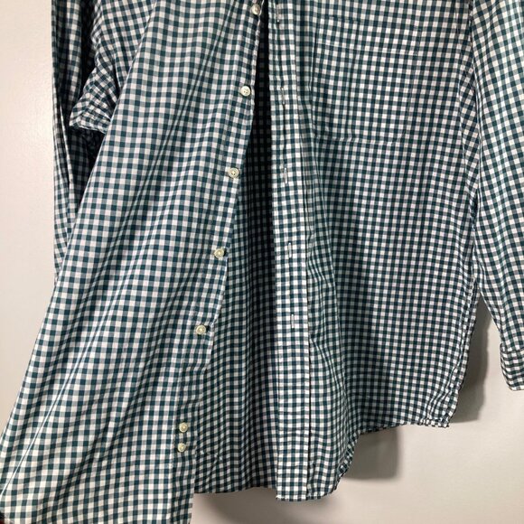 Mens Brooks Brothers Gingham Button Shirt Green White Cotton 16 1/2 Long Sleeve - Picture 6 of 11